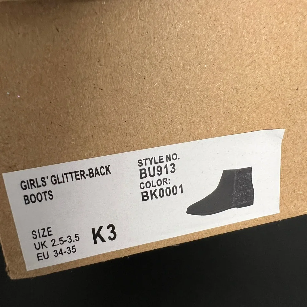 Crewcuts Girls Glitter-Back Boots Black Multi Ankle Booties BU913 Size K3 NEW